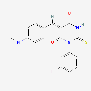 (5Z)-5-[[4-(dimethylamino)phenyl]methylidene]-1-(3-fluorophenyl)-2-sulfanylidene-1,3-diazinane-4,6-dione