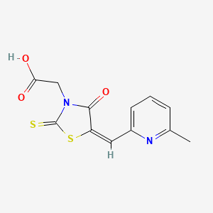 2-[(5E)-5-[(6-methylpyridin-2-yl)methylidene]-4-oxo-2-sulfanylidene-1,3-thiazolidin-3-yl]acetic acid