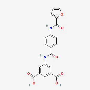 molecular formula C20H14N2O7 B3665881 5-[4-(FURAN-2-AMIDO)BENZAMIDO]BENZENE-1,3-DICARBOXYLIC ACID 