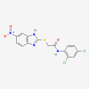 molecular formula C15H10Cl2N4O3S B3665978 N~1~-(2,4-DICHLOROPHENYL)-2-[(5-NITRO-1H-1,3-BENZIMIDAZOL-2-YL)SULFANYL]ACETAMIDE 