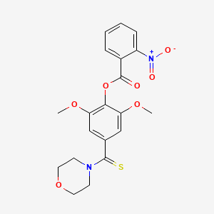 molecular formula C20H20N2O7S B3666037 2,6-dimethoxy-4-(4-morpholinylcarbonothioyl)phenyl 2-nitrobenzoate 