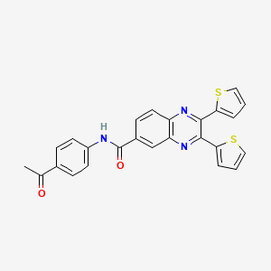 molecular formula C25H17N3O2S2 B3666053 N-(4-acetylphenyl)-2,3-dithiophen-2-ylquinoxaline-6-carboxamide 