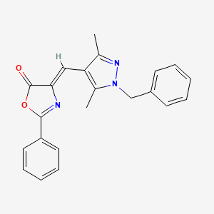 molecular formula C22H19N3O2 B3666066 4-[(1-benzyl-3,5-dimethyl-1H-pyrazol-4-yl)methylene]-2-phenyl-1,3-oxazol-5(4H)-one 