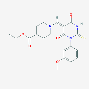 ethyl 1-{[1-(3-methoxyphenyl)-4,6-dioxo-2-thioxotetrahydro-5(2H)-pyrimidinylidene]methyl}-4-piperidinecarboxylate