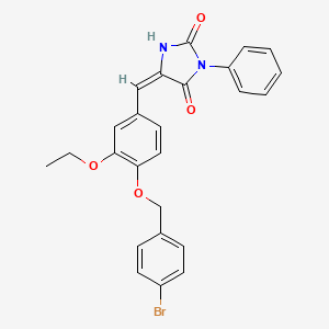 (5E)-5-{4-[(4-bromobenzyl)oxy]-3-ethoxybenzylidene}-3-phenylimidazolidine-2,4-dione