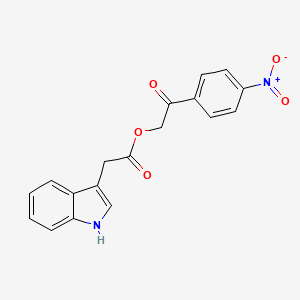 molecular formula C18H14N2O5 B3666140 2-(4-nitrophenyl)-2-oxoethyl 1H-indol-3-ylacetate 