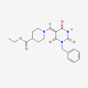 molecular formula C20H23N3O5 B3666212 ethyl 1-[(1-benzyl-2,4,6-trioxotetrahydro-5(2H)-pyrimidinylidene)methyl]-4-piperidinecarboxylate 