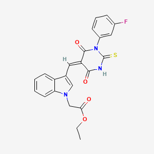 molecular formula C23H18FN3O4S B3666215 ethyl (3-{[1-(3-fluorophenyl)-4,6-dioxo-2-thioxotetrahydro-5(2H)-pyrimidinylidene]methyl}-1H-indol-1-yl)acetate 