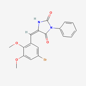 molecular formula C18H15BrN2O4 B3666219 (5E)-5-(5-bromo-2,3-dimethoxybenzylidene)-3-phenylimidazolidine-2,4-dione 