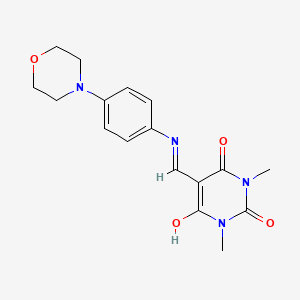 molecular formula C17H20N4O4 B3666225 1,3-dimethyl-5-({[4-(4-morpholinyl)phenyl]amino}methylene)-2,4,6(1H,3H,5H)-pyrimidinetrione 