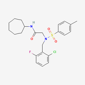 molecular formula C23H28ClFN2O3S B3666249 N~2~-(2-chloro-6-fluorobenzyl)-N-cycloheptyl-N~2~-[(4-methylphenyl)sulfonyl]glycinamide 