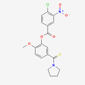 2-Methoxy-5-(pyrrolidin-1-ylcarbonothioyl)phenyl 4-chloro-3-nitrobenzoate