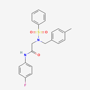 molecular formula C22H21FN2O3S B3666292 N~1~-(4-fluorophenyl)-N~2~-(4-methylbenzyl)-N~2~-(phenylsulfonyl)glycinamide 