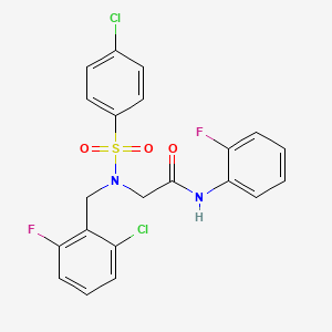 molecular formula C21H16Cl2F2N2O3S B3666298 N~2~-(2-chloro-6-fluorobenzyl)-N~2~-[(4-chlorophenyl)sulfonyl]-N-(2-fluorophenyl)glycinamide 