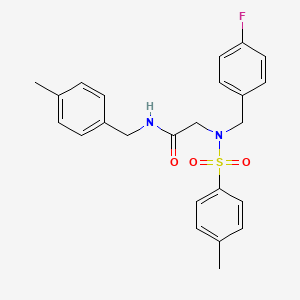 molecular formula C24H25FN2O3S B3666355 N~2~-(4-fluorobenzyl)-N-(4-methylbenzyl)-N~2~-[(4-methylphenyl)sulfonyl]glycinamide 