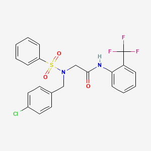 molecular formula C22H18ClF3N2O3S B3666365 N~2~-(4-chlorobenzyl)-N~2~-(phenylsulfonyl)-N-[2-(trifluoromethyl)phenyl]glycinamide 