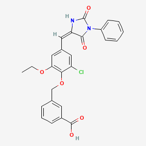 molecular formula C26H21ClN2O6 B3666375 3-[[2-chloro-4-[(E)-(2,5-dioxo-1-phenylimidazolidin-4-ylidene)methyl]-6-ethoxyphenoxy]methyl]benzoic acid 