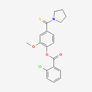 molecular formula C19H18ClNO3S B3666419 [2-Methoxy-4-(pyrrolidine-1-carbothioyl)phenyl] 2-chlorobenzoate 