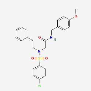 molecular formula C24H25ClN2O4S B3666458 N~2~-[(4-chlorophenyl)sulfonyl]-N~1~-(4-methoxybenzyl)-N~2~-(2-phenylethyl)glycinamide 