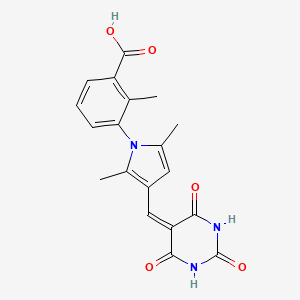 molecular formula C19H17N3O5 B3666467 3-{2,5-dimethyl-3-[(2,4,6-trioxotetrahydro-5(2H)-pyrimidinylidene)methyl]-1H-pyrrol-1-yl}-2-methylbenzoic acid 