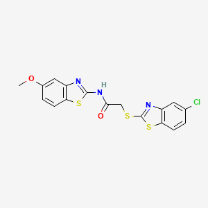 molecular formula C17H12ClN3O2S3 B3666485 2-[(5-chloro-1,3-benzothiazol-2-yl)thio]-N-(5-methoxy-1,3-benzothiazol-2-yl)acetamide 