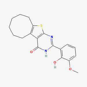 molecular formula C19H20N2O3S B3666500 5-(2-Hydroxy-3-methoxyphenyl)-8-thia-4,6-diazatricyclo[7.6.0.02,7]pentadeca-1(9),2(7),5-trien-3-one 