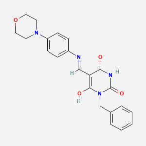 molecular formula C22H22N4O4 B3666555 1-benzyl-5-({[4-(4-morpholinyl)phenyl]amino}methylene)-2,4,6(1H,3H,5H)-pyrimidinetrione 