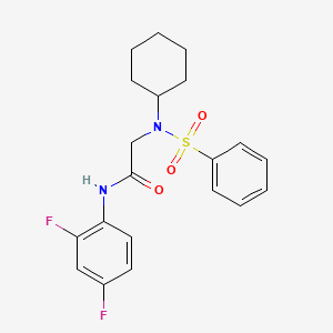 molecular formula C20H22F2N2O3S B3666566 N~2~-cyclohexyl-N-(2,4-difluorophenyl)-N~2~-(phenylsulfonyl)glycinamide 