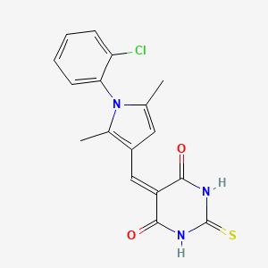 molecular formula C17H14ClN3O2S B3666641 5-{[1-(2-chlorophenyl)-2,5-dimethyl-1H-pyrrol-3-yl]methylidene}-2-thioxodihydropyrimidine-4,6(1H,5H)-dione 