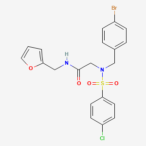 molecular formula C20H18BrClN2O4S B3666668 N~2~-(4-bromobenzyl)-N~2~-[(4-chlorophenyl)sulfonyl]-N-(furan-2-ylmethyl)glycinamide 