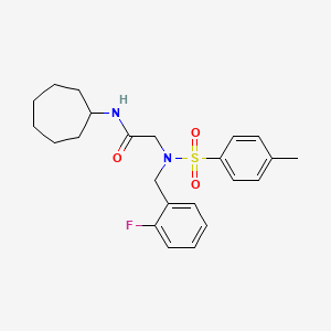 molecular formula C23H29FN2O3S B3666716 N-cycloheptyl-N~2~-(2-fluorobenzyl)-N~2~-[(4-methylphenyl)sulfonyl]glycinamide 