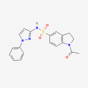 molecular formula C19H18N4O3S B3666717 1-acetyl-N-(1-phenyl-1H-pyrazol-3-yl)-5-indolinesulfonamide 