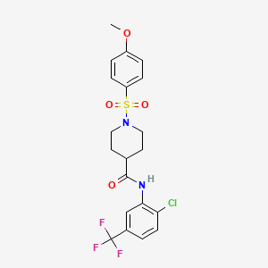 molecular formula C20H20ClF3N2O4S B3666730 N-[2-chloro-5-(trifluoromethyl)phenyl]-1-[(4-methoxyphenyl)sulfonyl]piperidine-4-carboxamide 