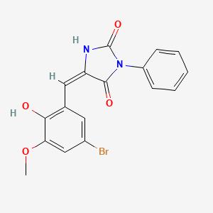 (5E)-5-(5-bromo-2-hydroxy-3-methoxybenzylidene)-3-phenylimidazolidine-2,4-dione