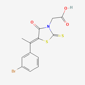 molecular formula C13H10BrNO3S2 B3666826 {5-[1-(3-bromophenyl)ethylidene]-4-oxo-2-thioxo-1,3-thiazolidin-3-yl}acetic acid 