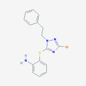 B366689 2-{[3-bromo-1-(2-phenylethyl)-1H-1,2,4-triazol-5-yl]sulfanyl}aniline CAS No. 1019150-09-4