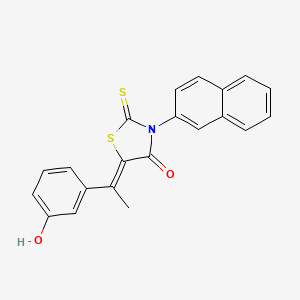 molecular formula C21H15NO2S2 B3666894 5-[1-(3-hydroxyphenyl)ethylidene]-3-(2-naphthyl)-2-thioxo-1,3-thiazolidin-4-one 