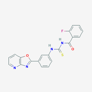 B366692 2-fluoro-N-{[3-([1,3]oxazolo[4,5-b]pyridin-2-yl)phenyl]carbamothioyl}benzamide CAS No. 425665-77-6