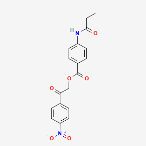 molecular formula C18H16N2O6 B3667000 2-(4-nitrophenyl)-2-oxoethyl 4-(propionylamino)benzoate 