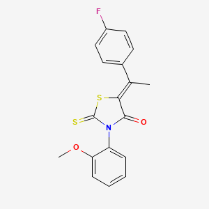 molecular formula C18H14FNO2S2 B3667032 5-[1-(4-fluorophenyl)ethylidene]-3-(2-methoxyphenyl)-2-thioxo-1,3-thiazolidin-4-one 