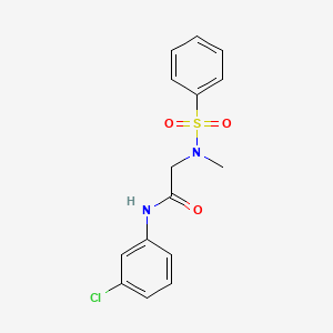 molecular formula C15H15ClN2O3S B3667058 2-[benzenesulfonyl(methyl)amino]-N-(3-chlorophenyl)acetamide 