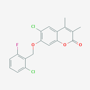 molecular formula C18H13Cl2FO3 B3667158 6-CHLORO-7-[(2-CHLORO-6-FLUOROPHENYL)METHOXY]-3,4-DIMETHYL-2H-CHROMEN-2-ONE 