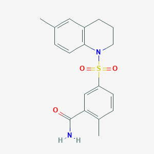 2-methyl-5-[(6-methyl-3,4-dihydro-2H-quinolin-1-yl)sulfonyl]benzamide