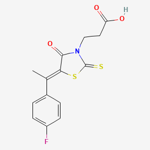 3-{5-[1-(4-fluorophenyl)ethylidene]-4-oxo-2-thioxo-1,3-thiazolidin-3-yl}propanoic acid