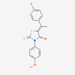 molecular formula C18H14FNO2S2 B3667295 5-[1-(4-fluorophenyl)ethylidene]-3-(4-methoxyphenyl)-2-thioxo-1,3-thiazolidin-4-one 