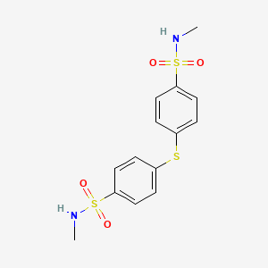 molecular formula C14H16N2O4S3 B3667310 N-methyl-4-[4-(methylsulfamoyl)phenyl]sulfanylbenzenesulfonamide 