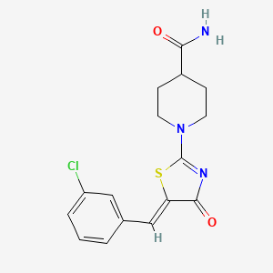 molecular formula C16H16ClN3O2S B3667349 1-[(5Z)-5-[(3-chlorophenyl)methylidene]-4-oxo-1,3-thiazol-2-yl]piperidine-4-carboxamide 