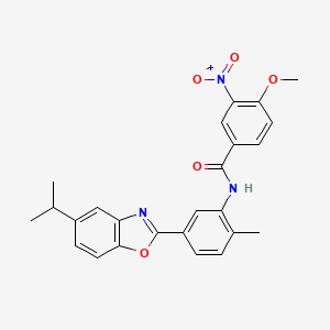 4-methoxy-N-{2-methyl-5-[5-(propan-2-yl)-1,3-benzoxazol-2-yl]phenyl}-3-nitrobenzamide