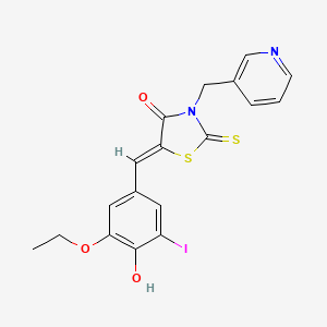 (5Z)-5-(3-ethoxy-4-hydroxy-5-iodobenzylidene)-3-(pyridin-3-ylmethyl)-2-thioxo-1,3-thiazolidin-4-one