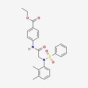 molecular formula C25H26N2O5S B3667398 ETHYL 4-{2-[N-(2,3-DIMETHYLPHENYL)BENZENESULFONAMIDO]ACETAMIDO}BENZOATE 